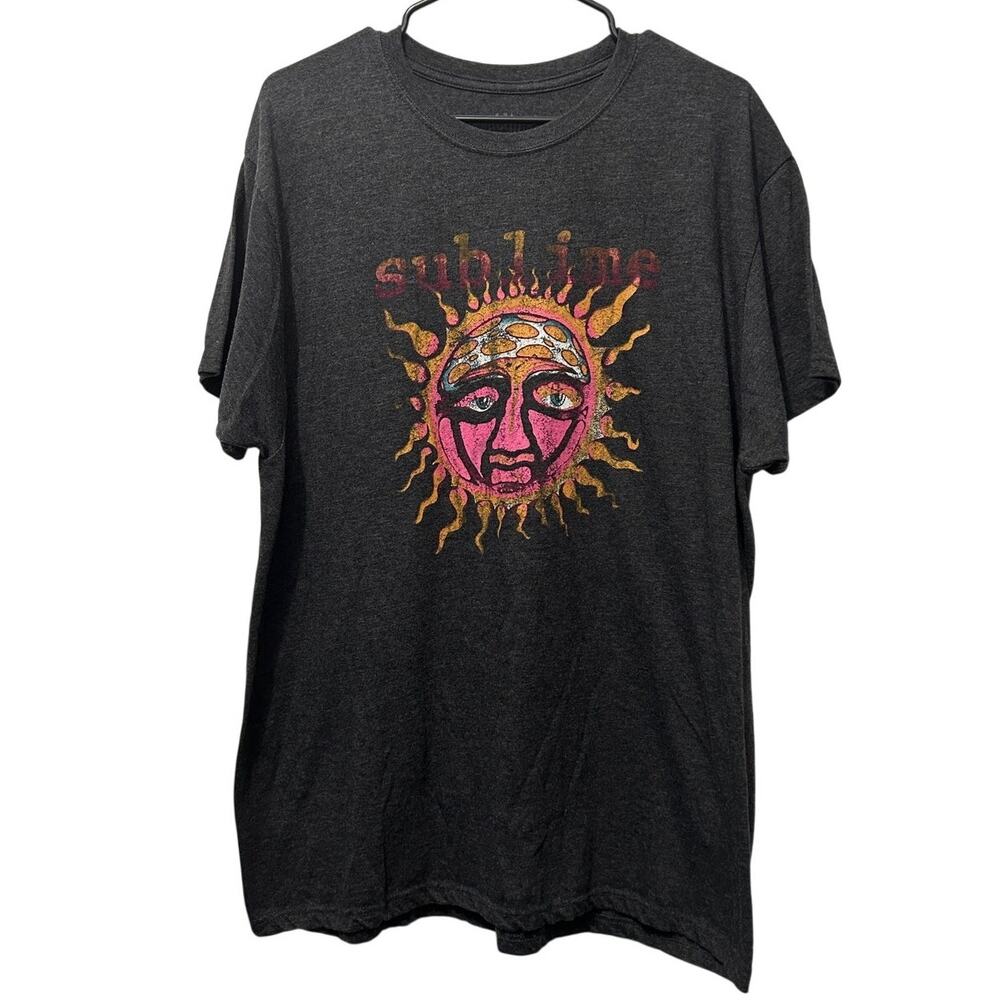 Sublime Men's Sun Face Graphic Band Tee Charcoal Gray Size 2XL Unisex